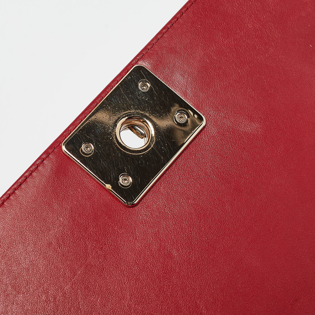 CHANEL Red Chevron Leather Medium Boy Flap Bag