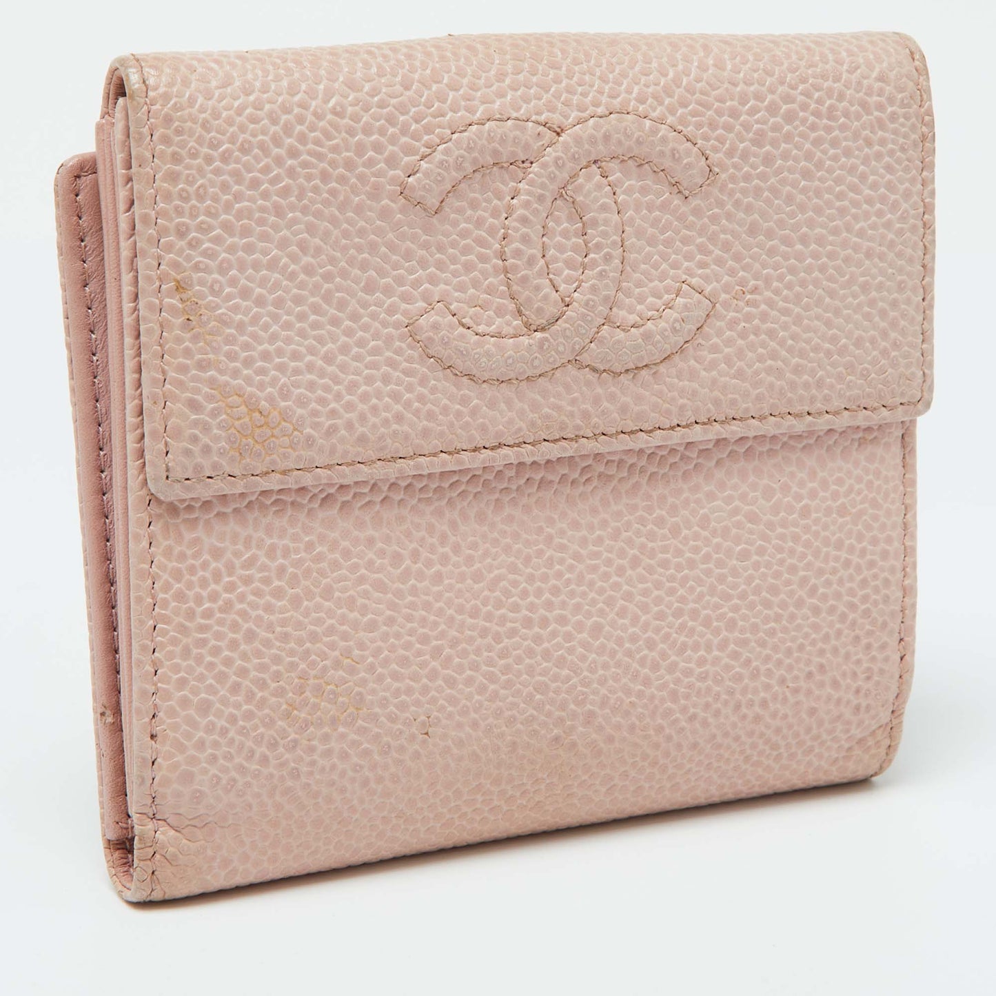 CHANEL Pink Caviar Leather CC Compact Wallet