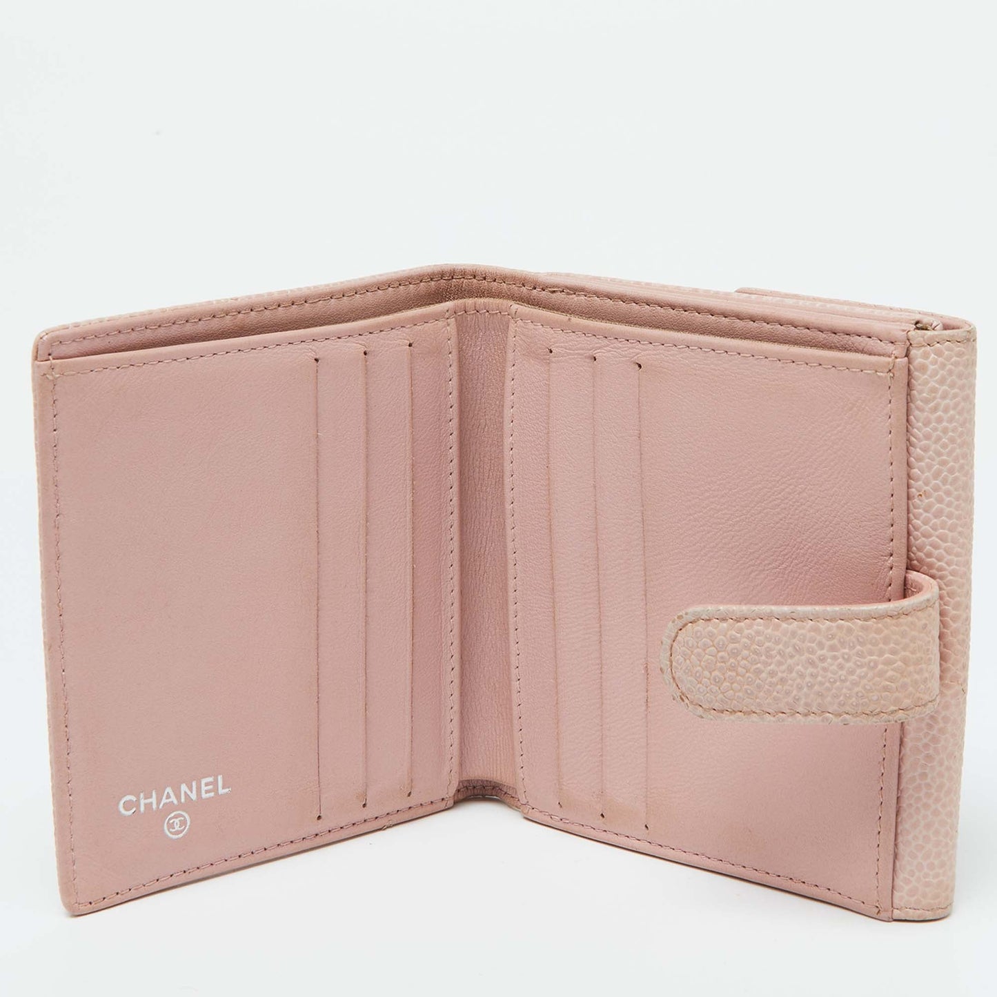 CHANEL Pink Caviar Leather CC Compact Wallet