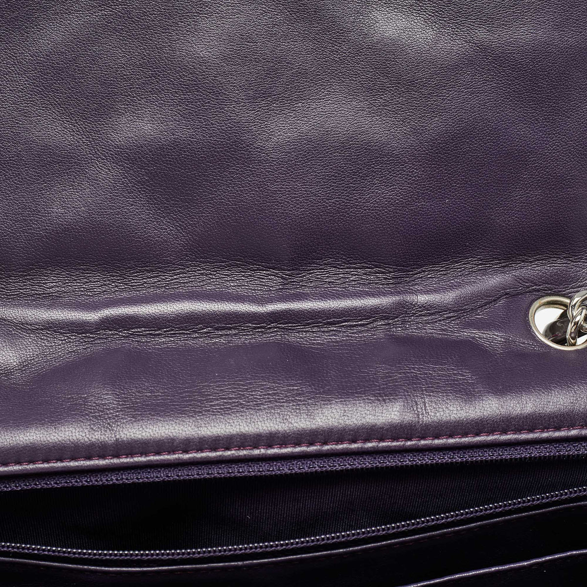 CHANEL Plum Quilted Patent Leather Jumbo Classic Single Flap Bag