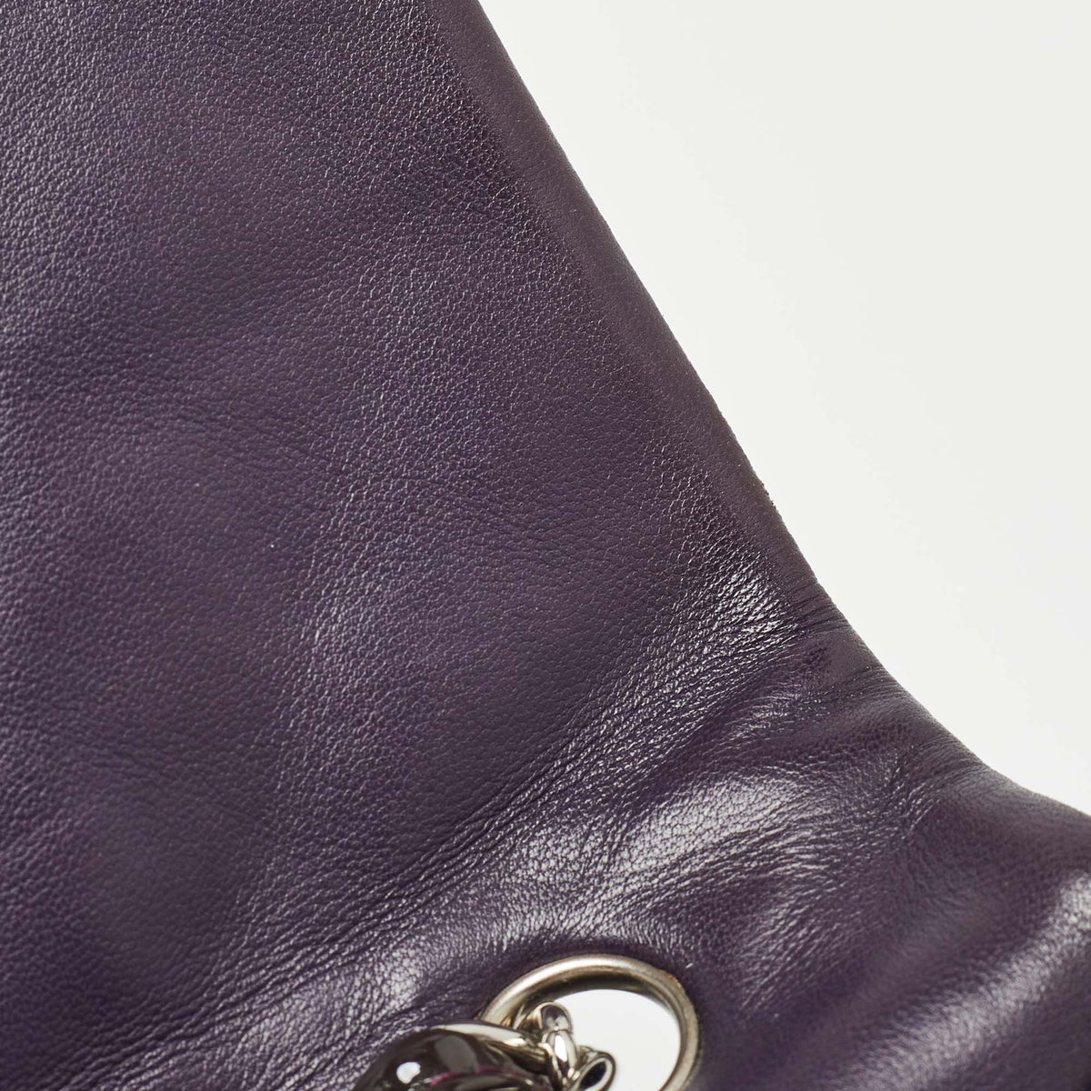 CHANEL Plum Quilted Patent Leather Jumbo Classic Single Flap Bag