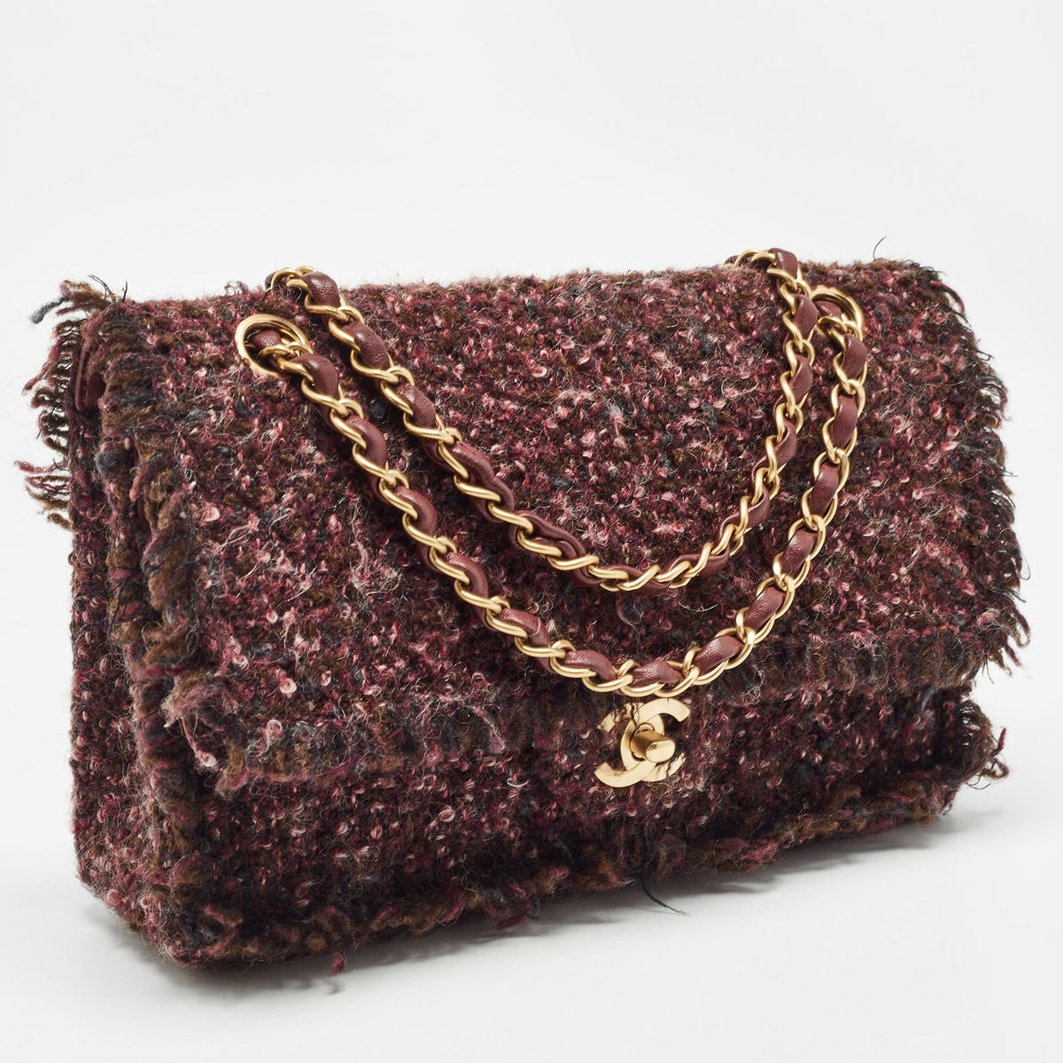 CHANEL Multicolor Tweed Medium Classic Double Flap Bag