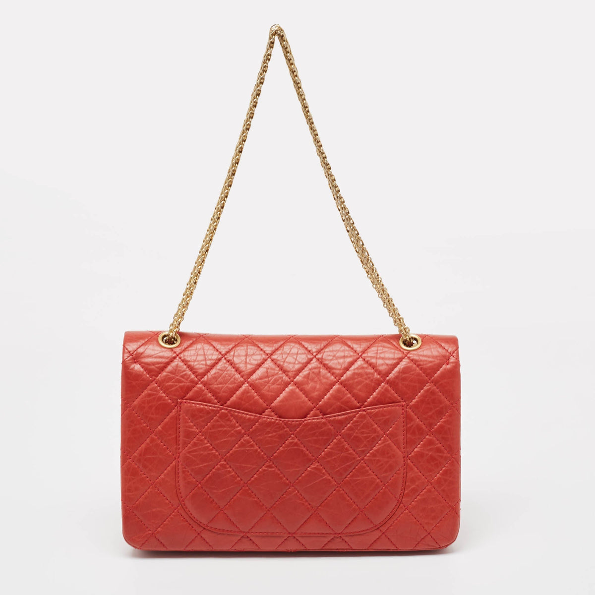 CHANEL Red Quilted Aged Leather Reissue 2.55 Classic 227 Flap Bag