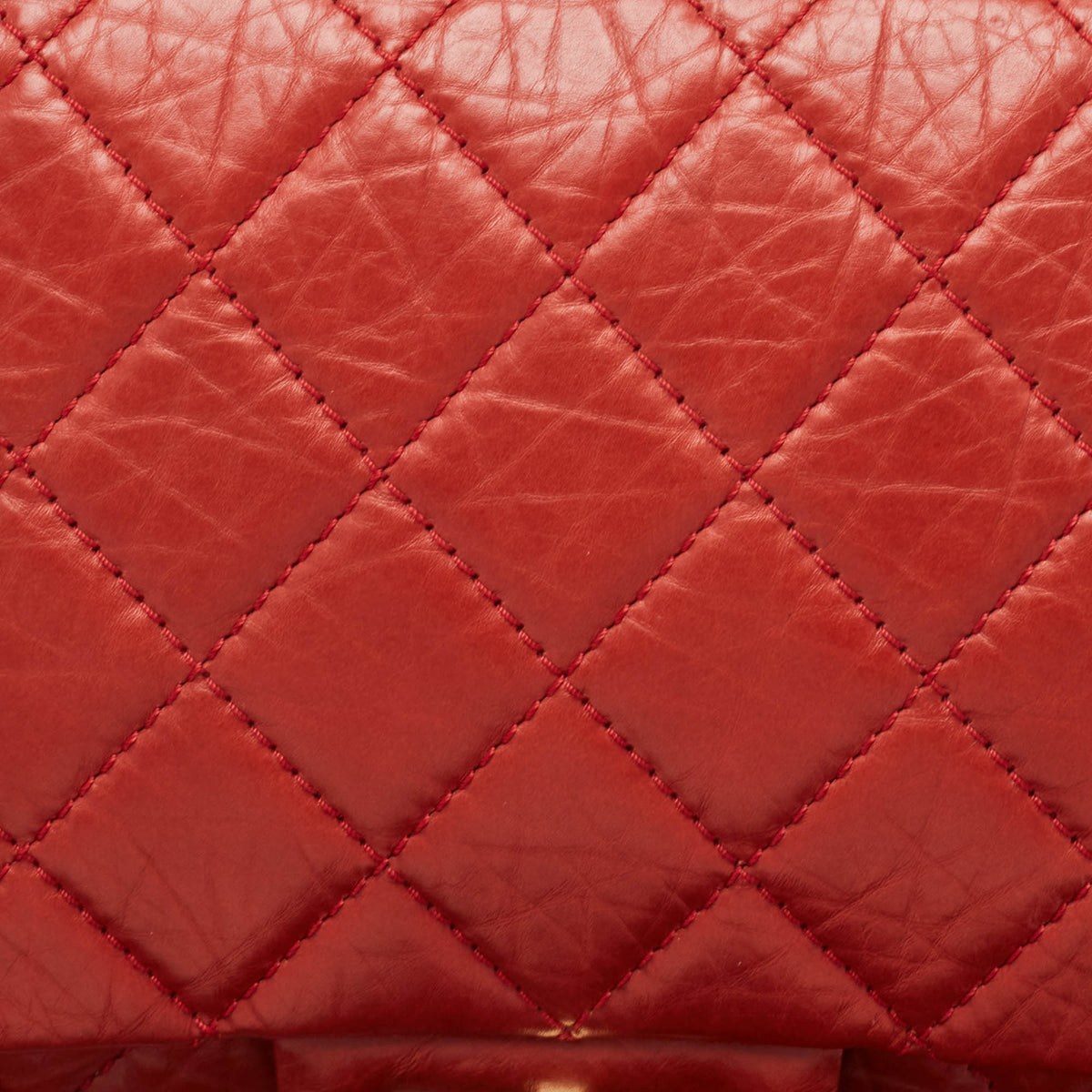CHANEL Red Quilted Aged Leather Reissue 2.55 Classic 227 Flap Bag