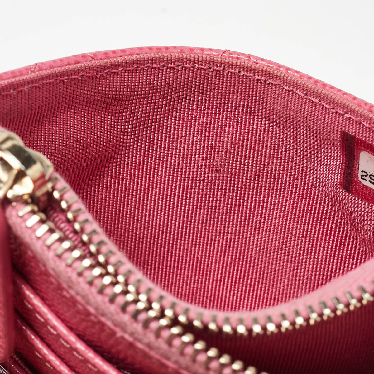 CHANEL Pink Quilted Caviar Leather CC Zip Card Holder