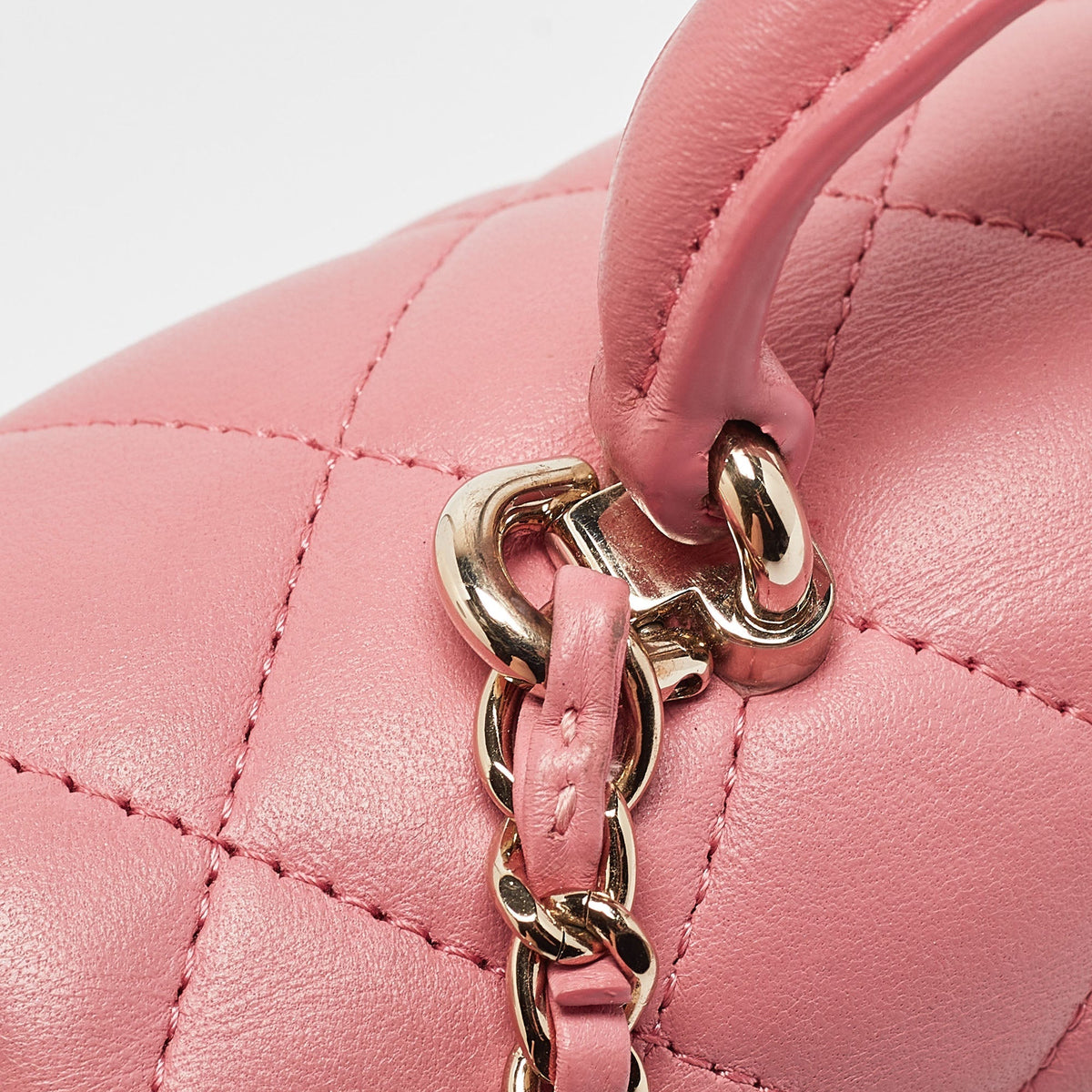CHANEL Pink Quilted Leather Mini Rectangular Flap Top Handle Bag