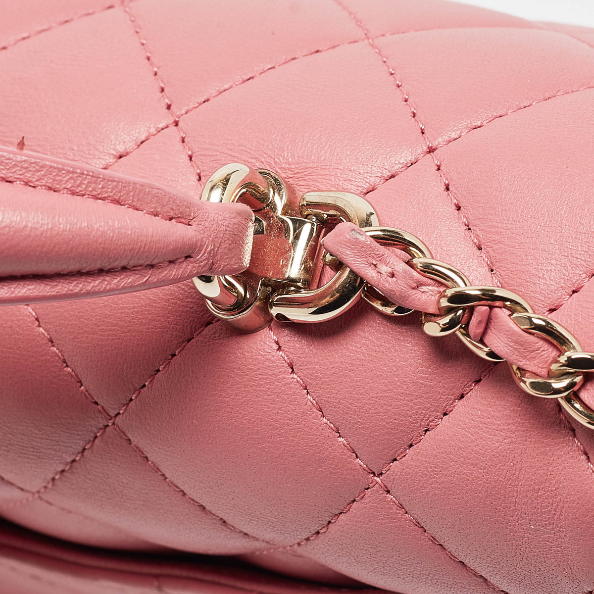 CHANEL Pink Quilted Leather Mini Rectangular Flap Top Handle Bag