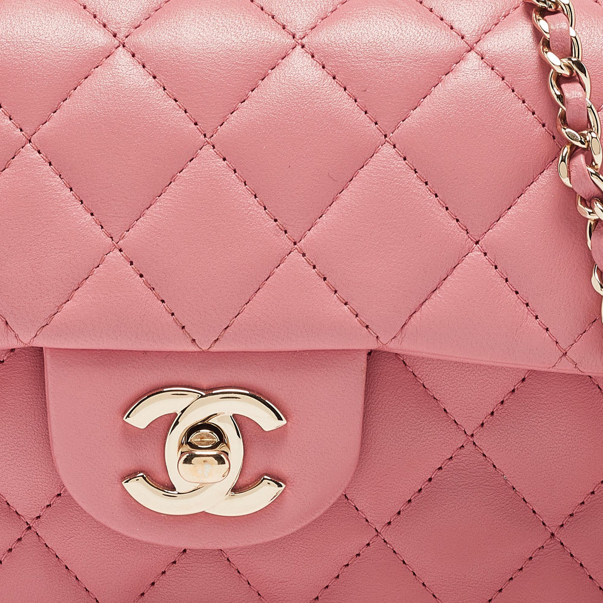 CHANEL Pink Quilted Leather Mini Rectangular Flap Top Handle Bag