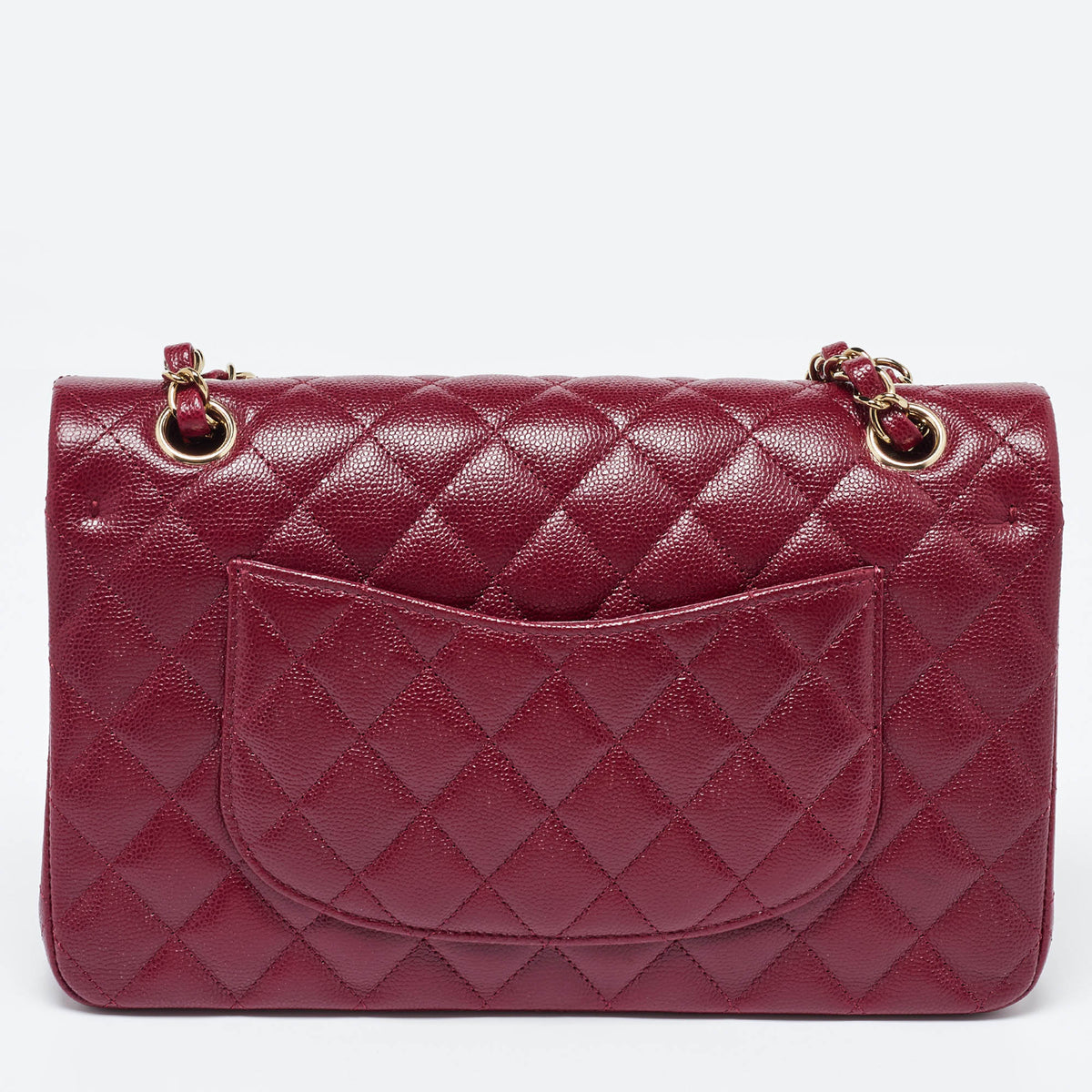 CHANEL Red Quilted CaviarLeather Medium Classic Double Flap Bag