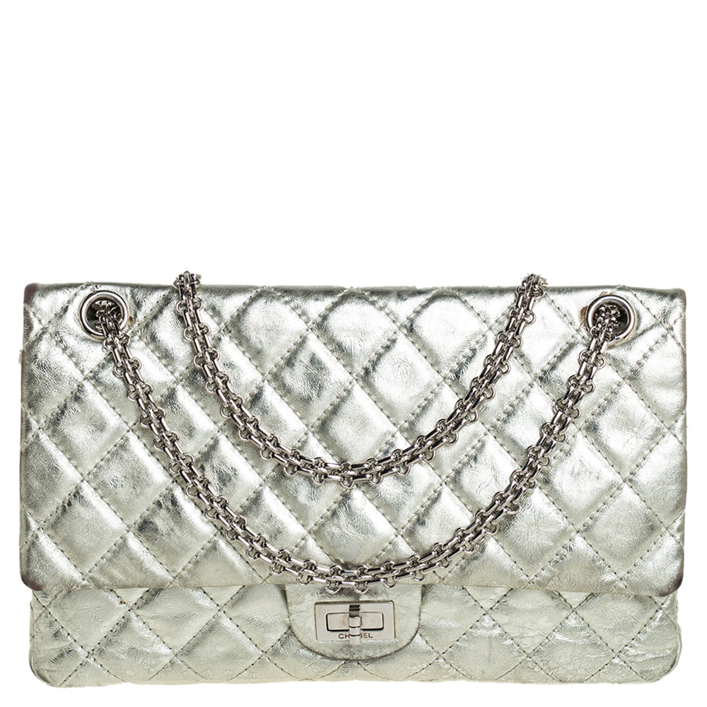 Chanel Silver Quilted Leather Reissue 2.55 Classic 226 Flap Bag