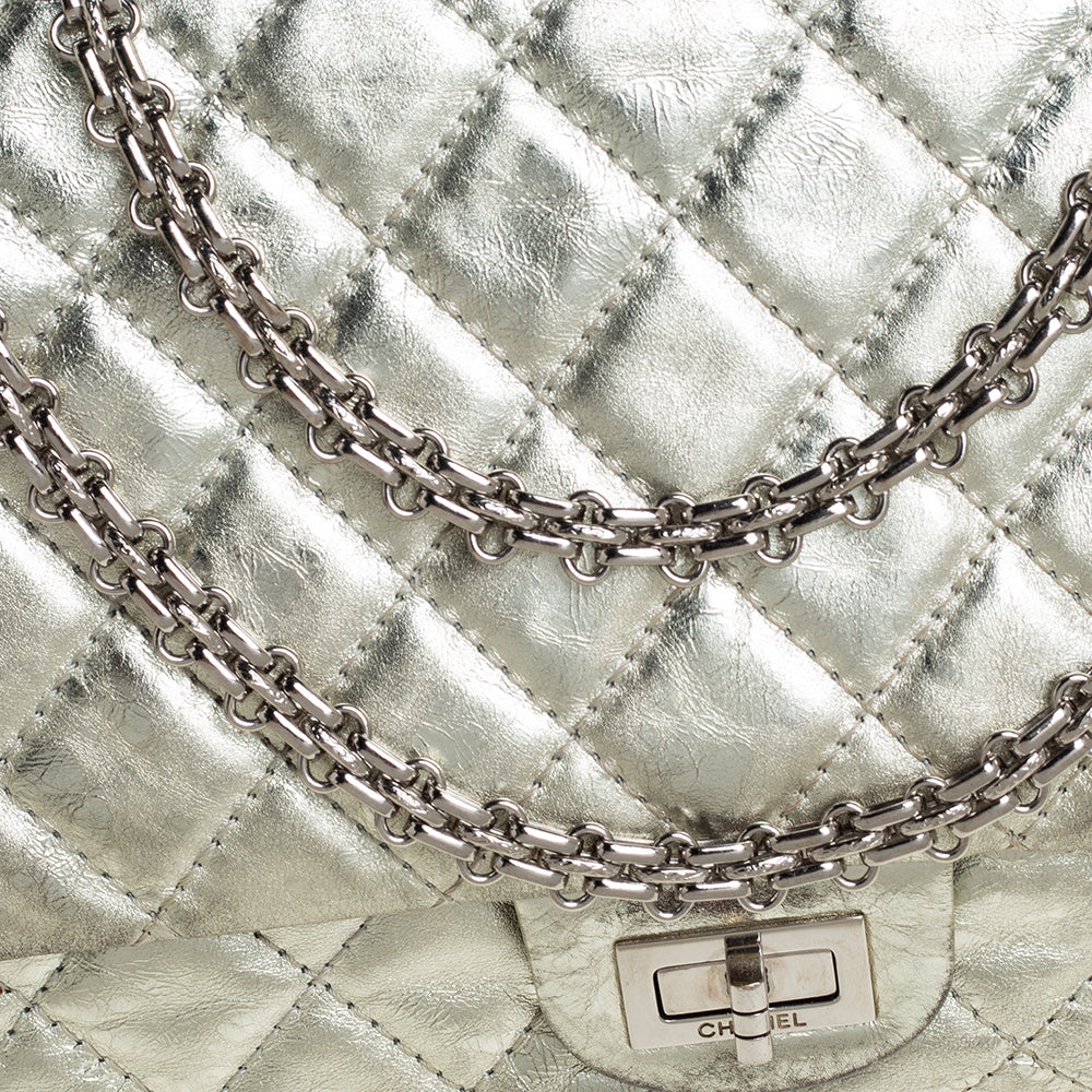 Chanel Silver Quilted Leather Reissue 2.55 Classic 226 Flap Bag
