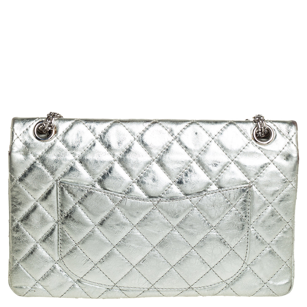Chanel Silver Quilted Leather Reissue 2.55 Classic 226 Flap Bag