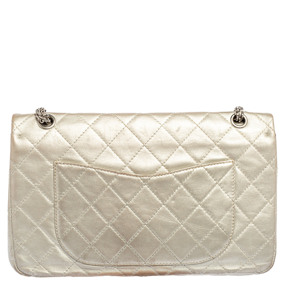 Chanel Silver Quilted Leather Reissue 2.55 Classic 227 Flap Bag