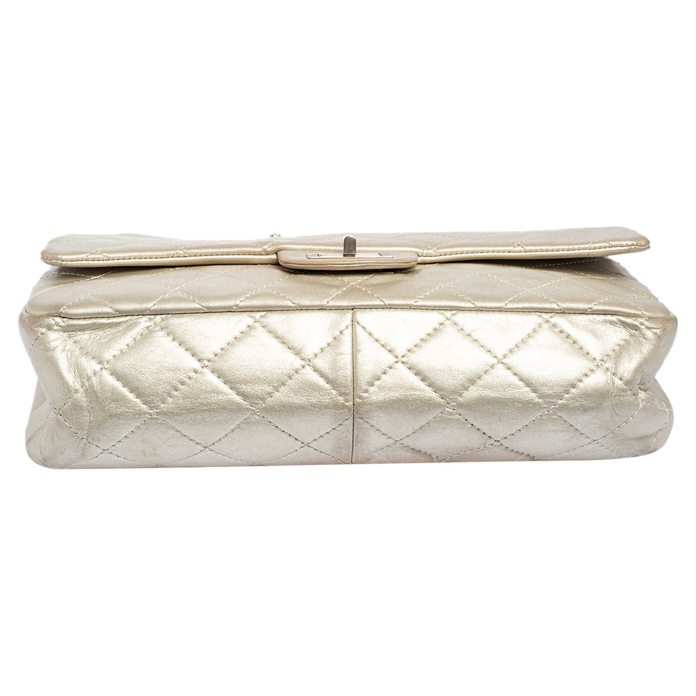 Chanel Silver Quilted Leather Reissue 2.55 Classic 227 Flap Bag