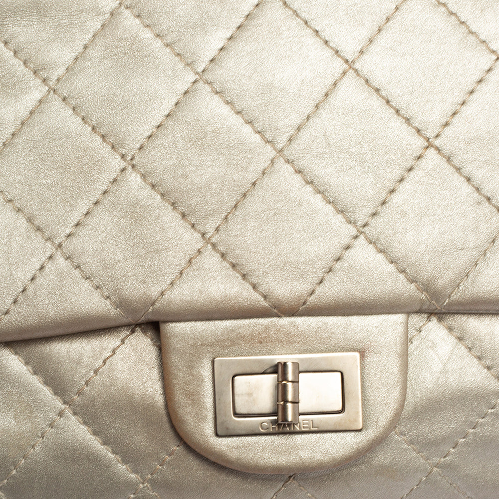 Chanel Silver Quilted Leather Reissue 2.55 Classic 227 Flap Bag