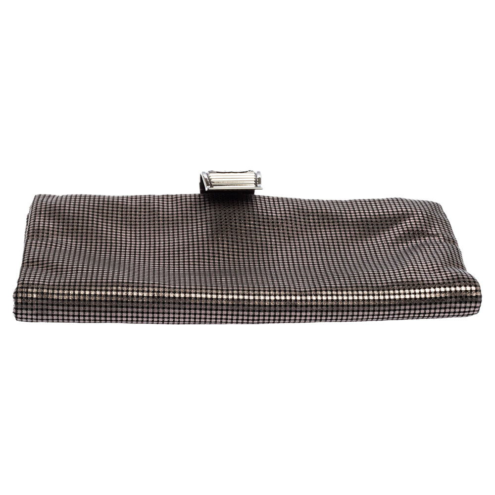Chanel Metallic Silver Laser Etched Clutch