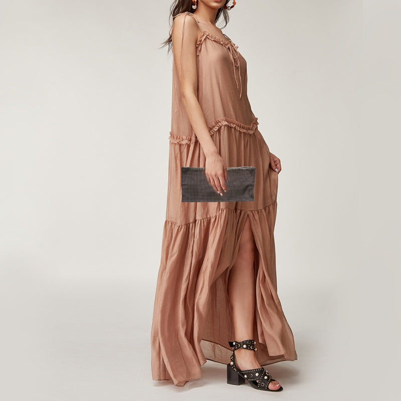 Chanel Metallic Silver Laser Etched Clutch