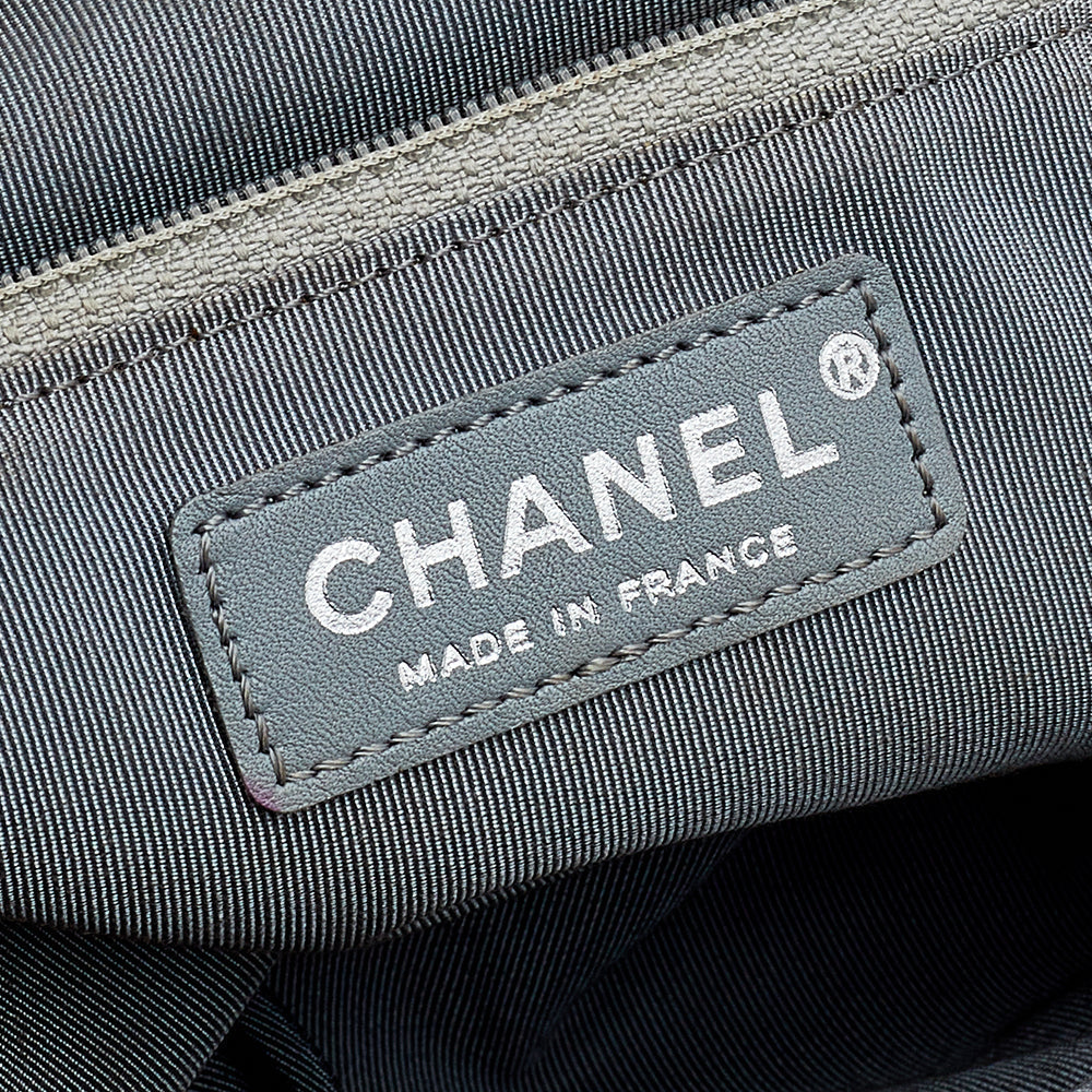 Chanel Metallic Grey Embroidered Leather Frame Clutch