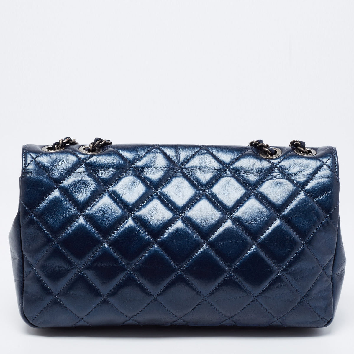 Chanel Metallic Blue Quilted Leather Coco Pleats Flap Bag