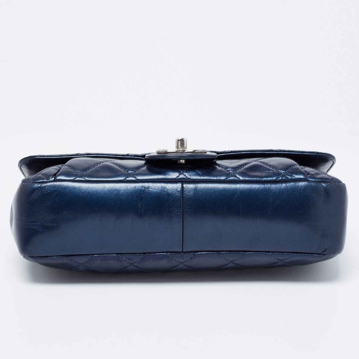 Chanel Metallic Blue Quilted Leather Coco Pleats Flap Bag