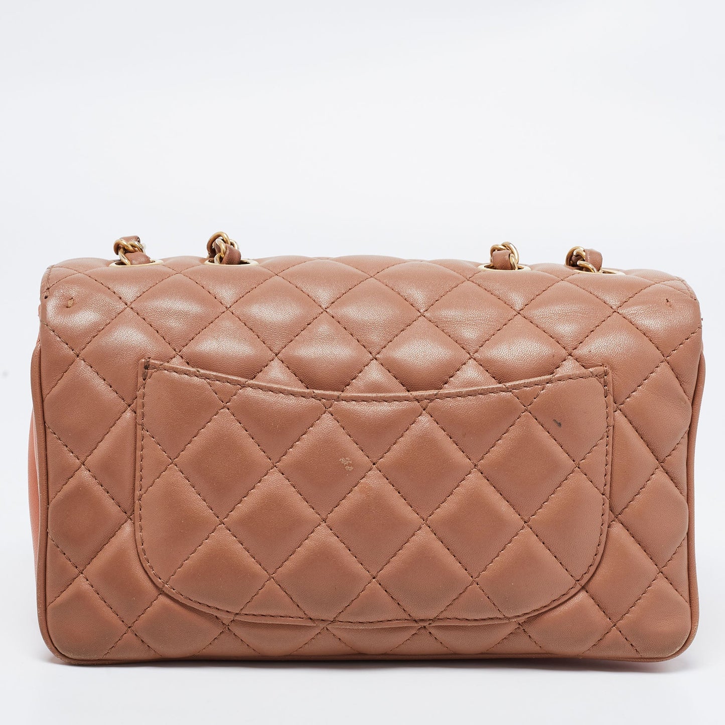 Chanel Beige/Peach Quilted Leather Straight Line Flap Bag