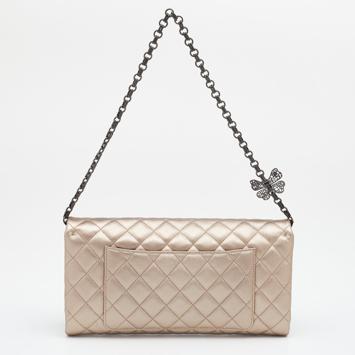 Chanel Metallic Quilted Leather Butterfly Chain Clutch
