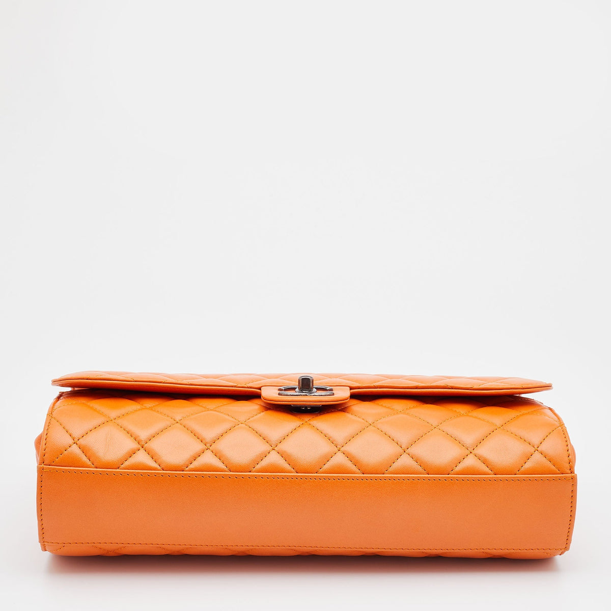 Chanel Orange Quilted Leather Grocery By Chanel Drawstring Flap Bag