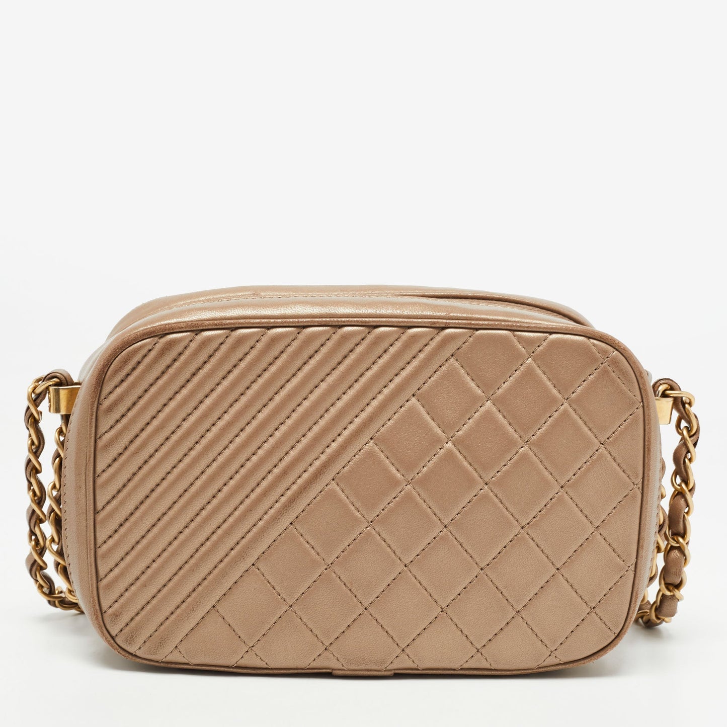 Chanel Beige Mixed Quilted Leather Small Coco Boy Camera Case Bag