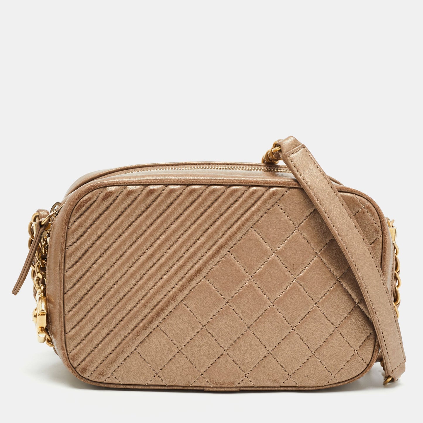 Chanel Beige Mixed Quilted Leather Small Coco Boy Camera Case Bag