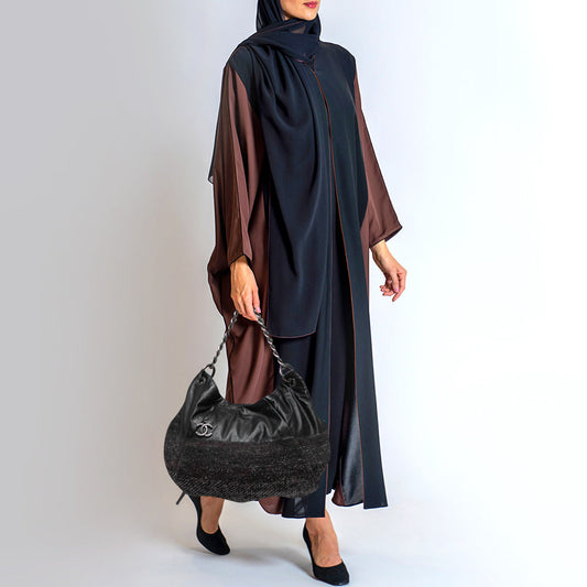 CHANEL Black Tweed and Leather Coco Pleats Hobo