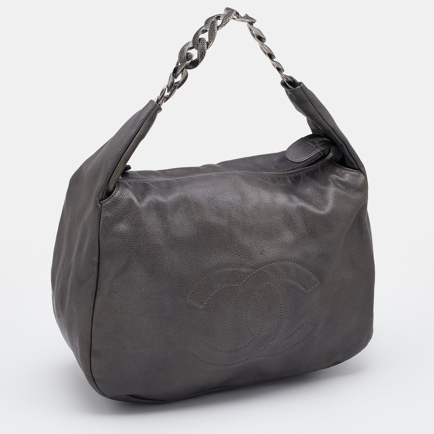 CHANEL Grey Caviar Leather 31 Hobo