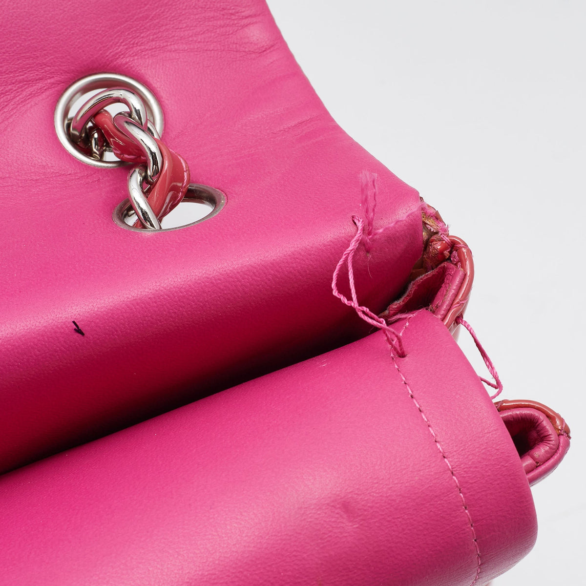 CHANEL Pink Quilted Patent Leather Maxi Classic Double Flap Bag