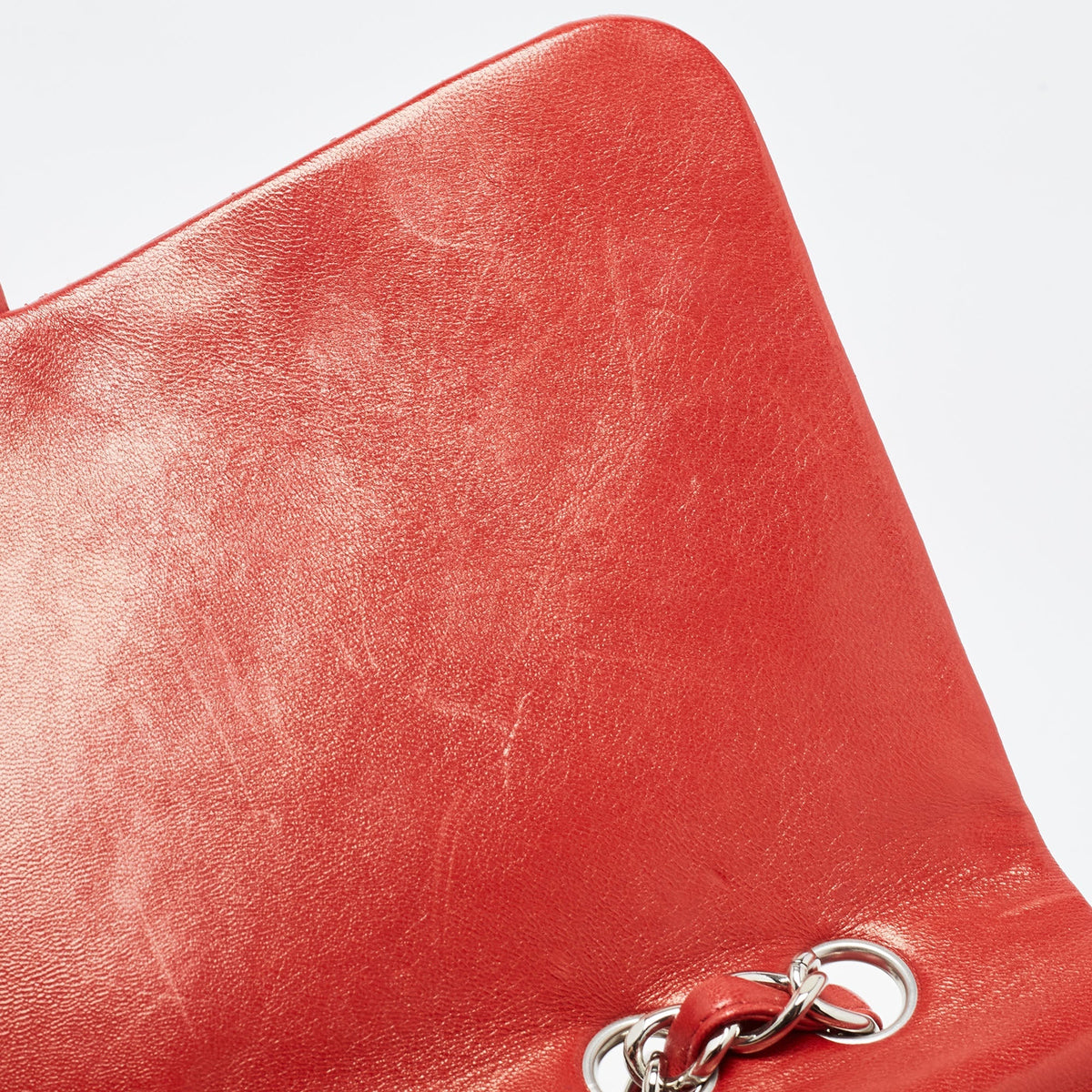 CHANEL Red Quilted Leather Jumbo Classic Double Flap Bag