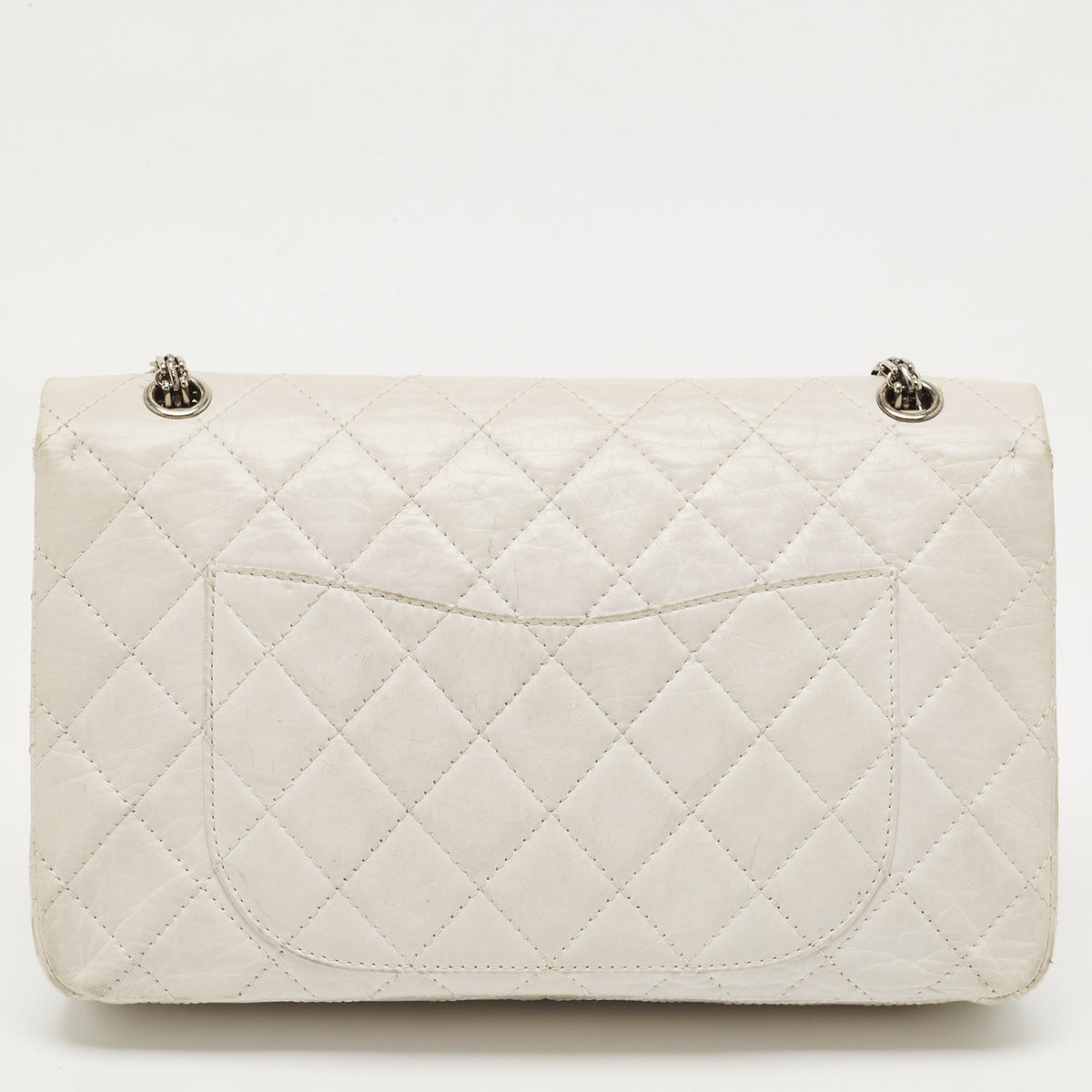CHANEL White Quilted Aged Leather Reissue 2.55 Classic 227 Flap Bag