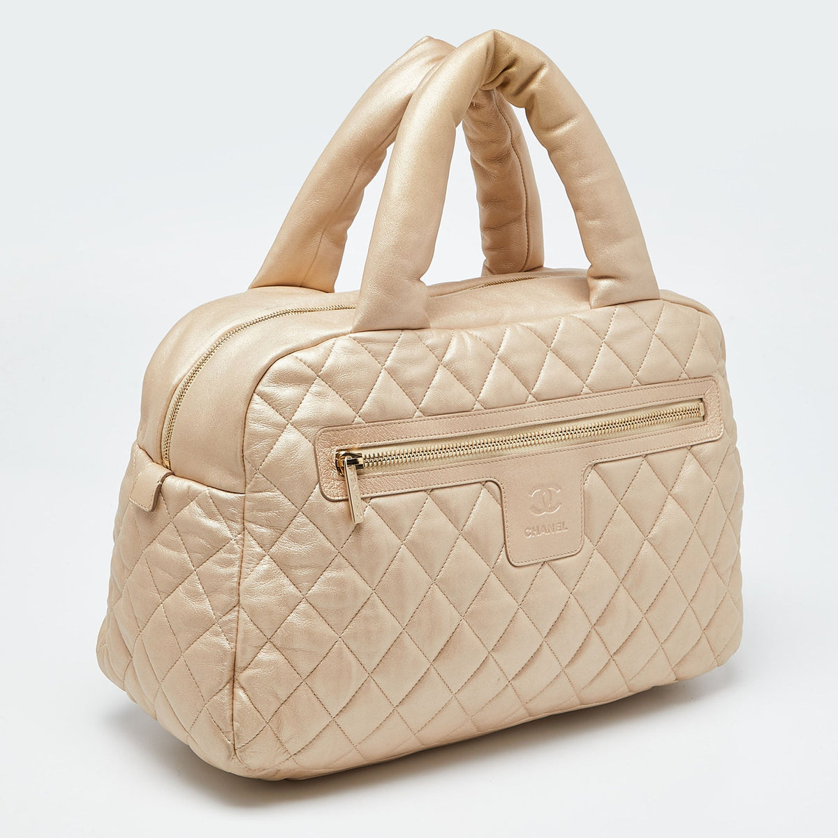CHANEL Gold Quilted Leather Coco Cocoon Bowler Bag