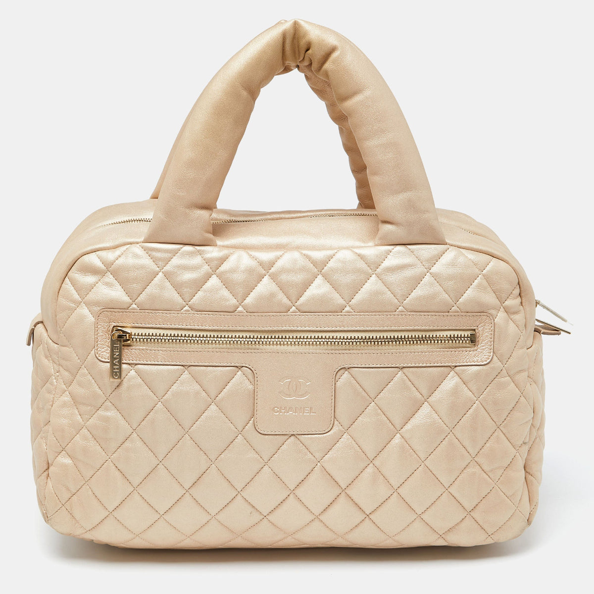 CHANEL Gold Quilted Leather Coco Cocoon Bowler Bag