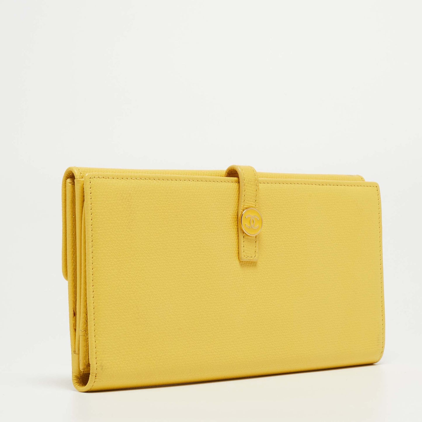 CHANEL Yellow Leather CC Flap French Continental Wallet