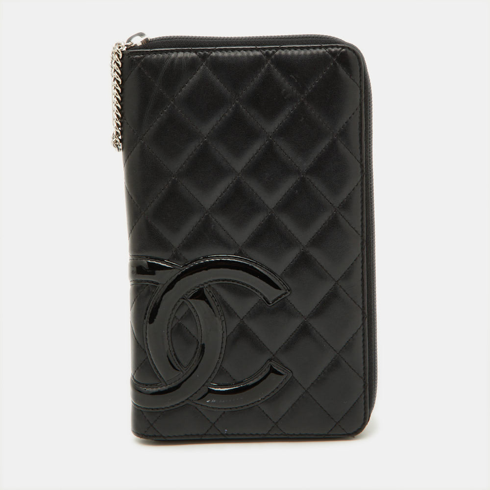 CHANEL Black Quilted Leather Cambon Ligne Zippy Organizer Wallet