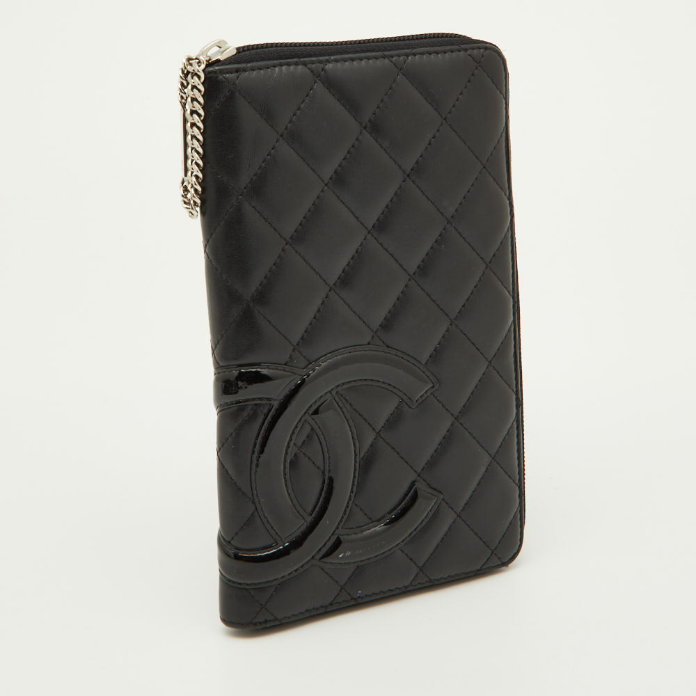 CHANEL Black Quilted Leather Cambon Ligne Zippy Organizer Wallet