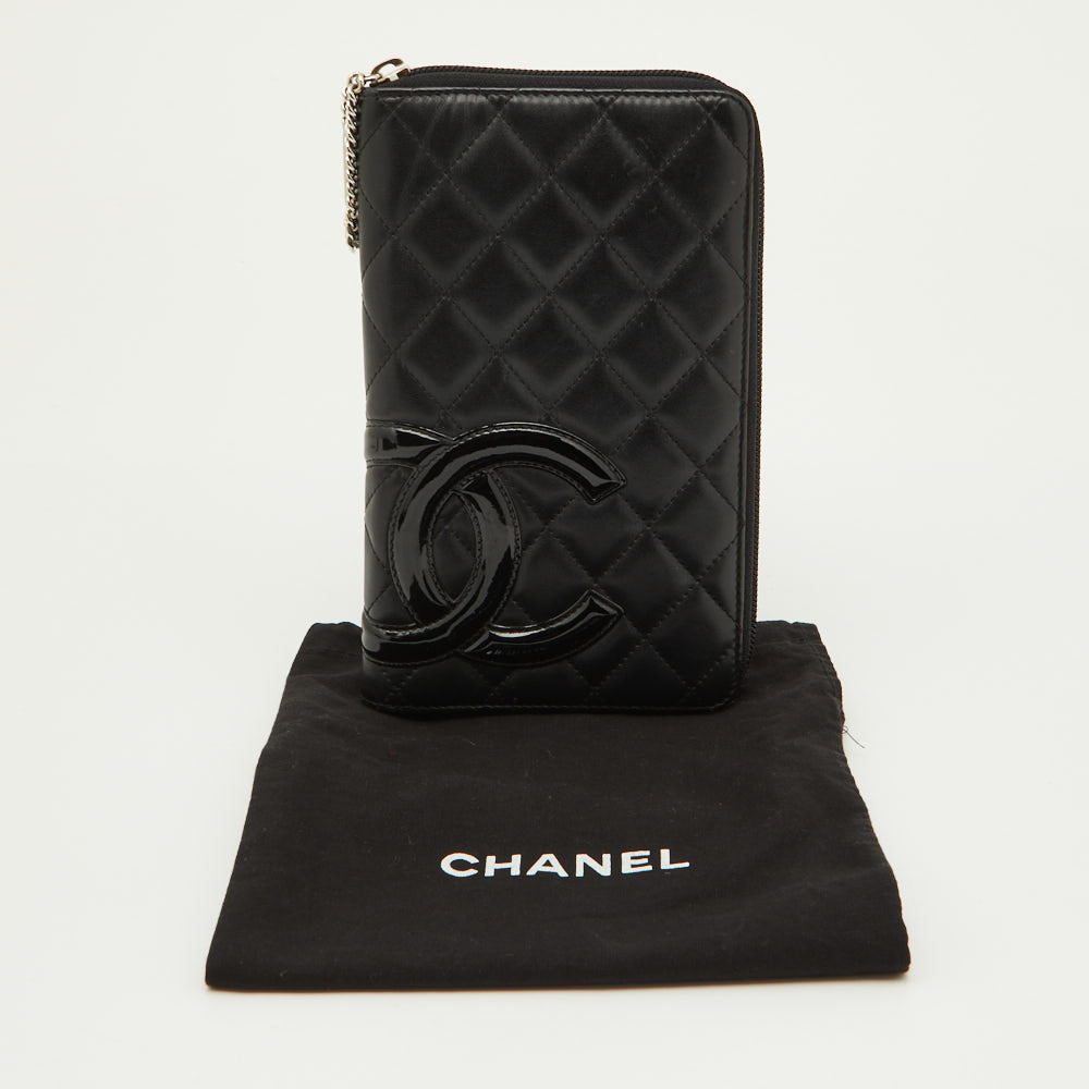 CHANEL Black Quilted Leather Cambon Ligne Zippy Organizer Wallet