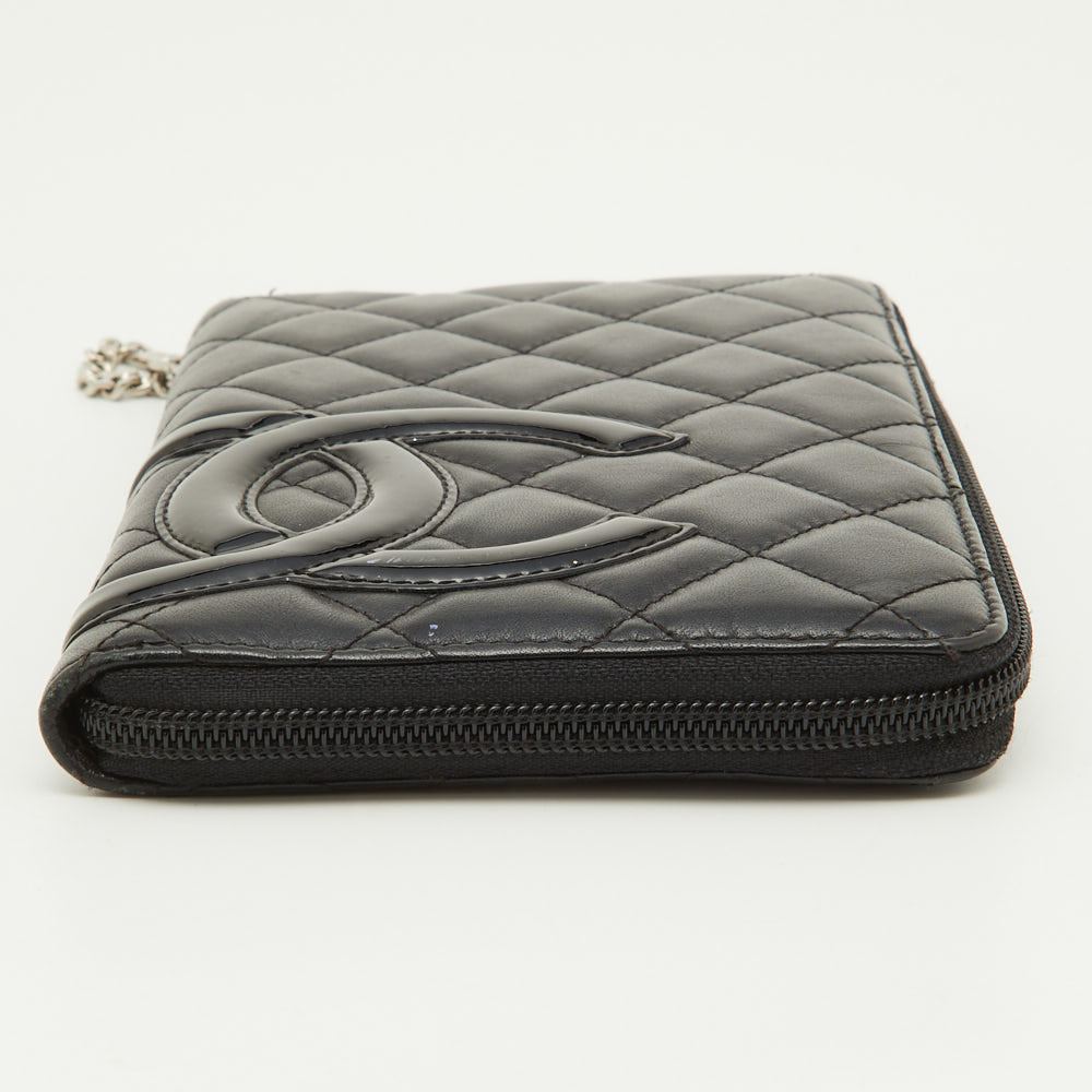 CHANEL Black Quilted Leather Cambon Ligne Zippy Organizer Wallet