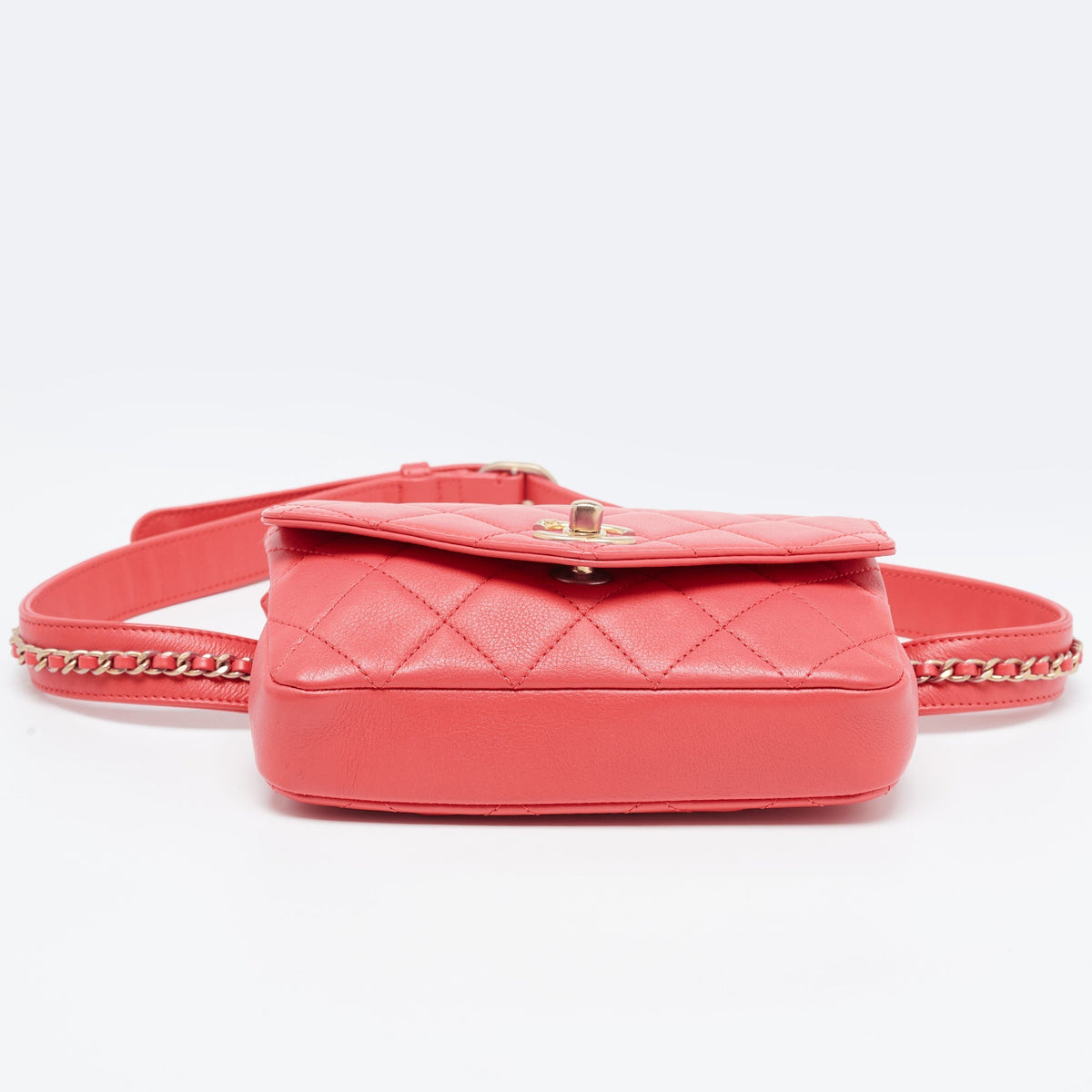 CHANEL Orange Quilted Leather Envelope Flap Waist Bag