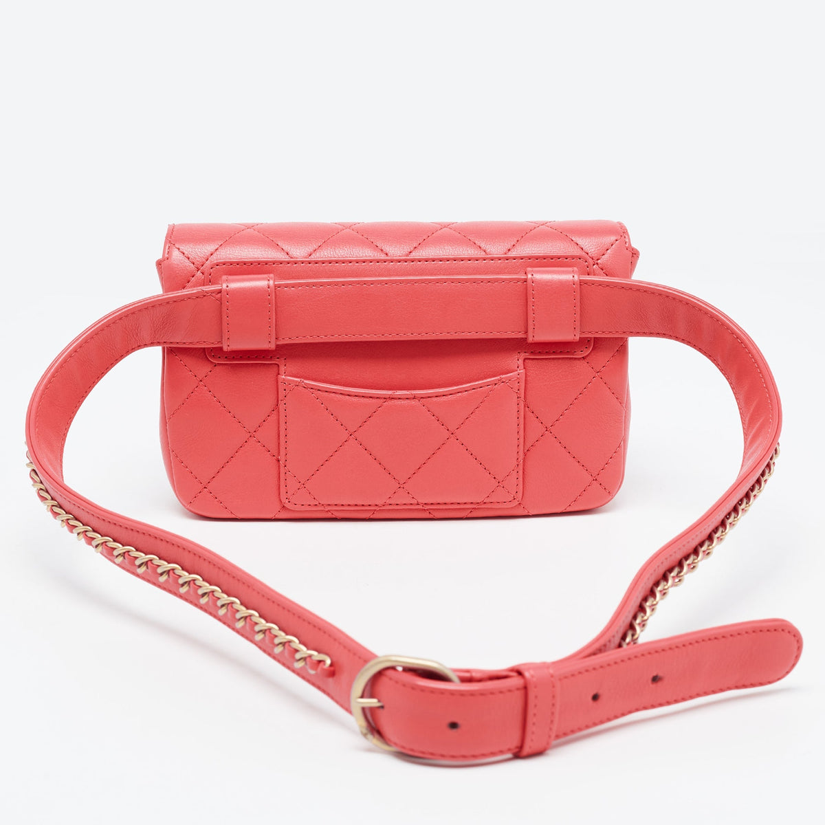 CHANEL Orange Quilted Leather Envelope Flap Waist Bag