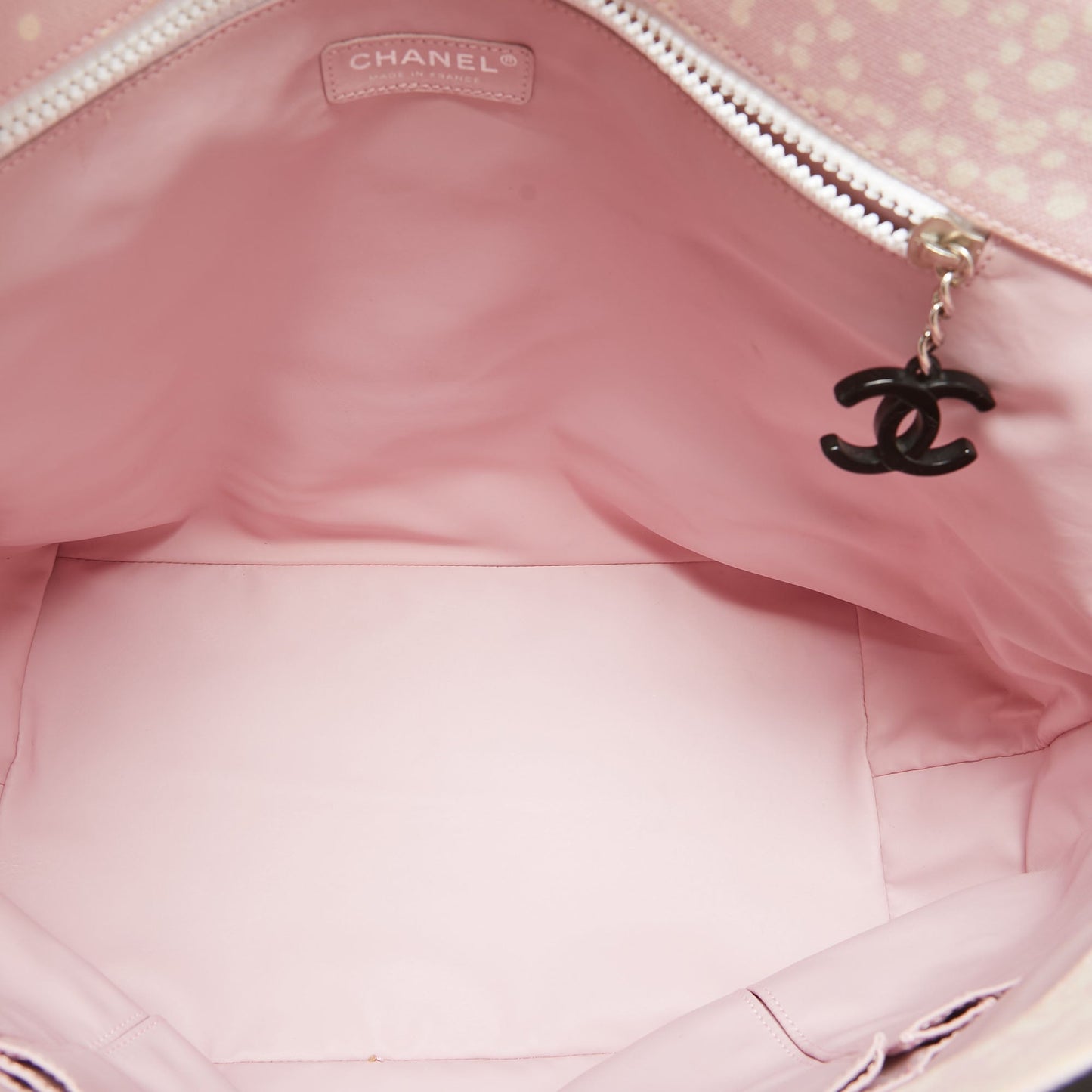 CHANEL Pink/ Black Terry Cloth Canvas Tote