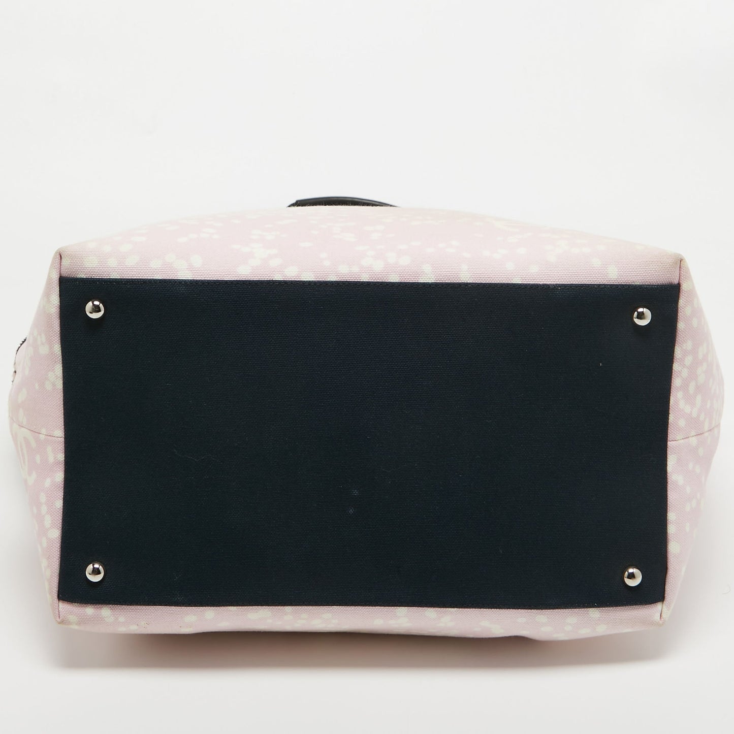 CHANEL Pink/ Black Terry Cloth Canvas Tote