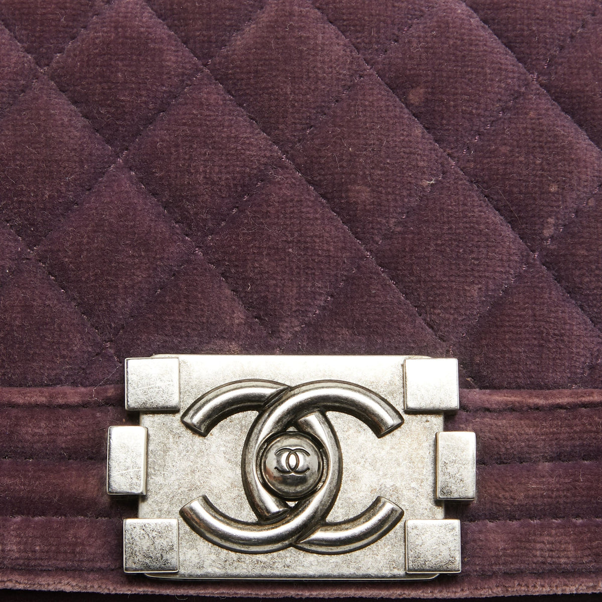 CHANEL Purple Velvet Small Boy Bag