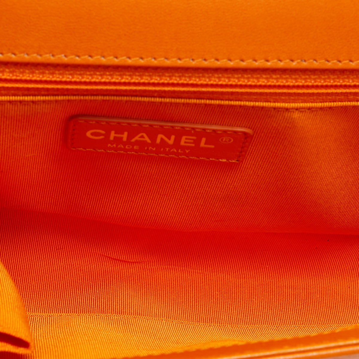 CHANEL Orange Quilted Leather New Medium Boy Bag