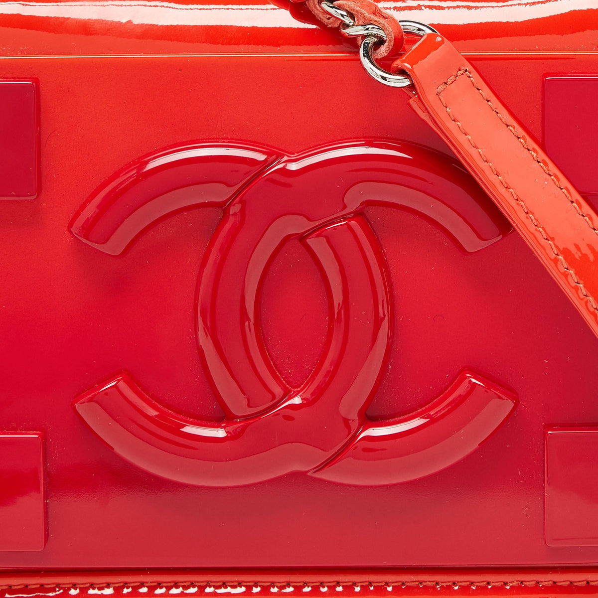 CHANEL Orange/Red Plexiglass Boy Brick Bag