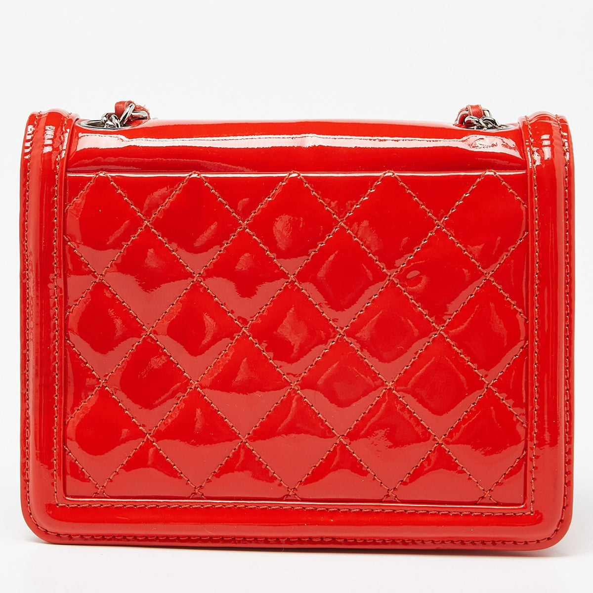 CHANEL Orange/Red Plexiglass Boy Brick Bag