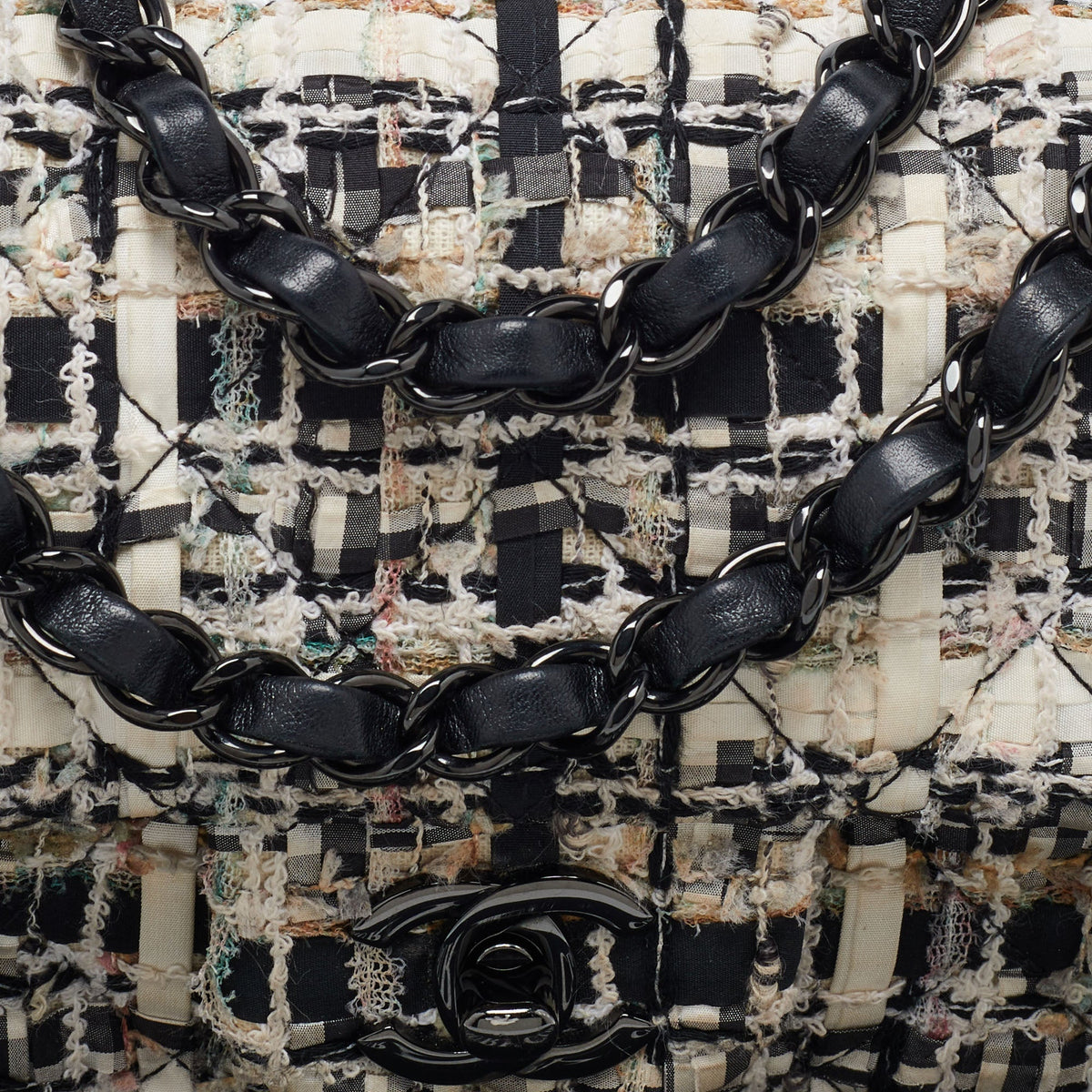CHANEL Multicolor Tweed New Mini Classic Single Flap Bag